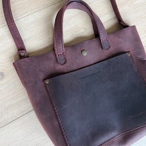 Portland Leather Mini Crossbody Tote in Merlot